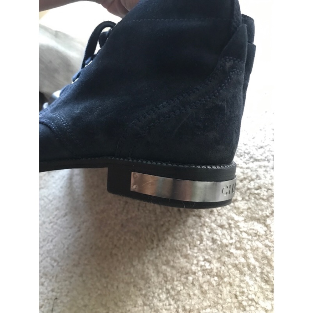 ⬇️⬇️⬇️ CHANEL Navy Lace Up Suede Boots - Picture 4 of 8